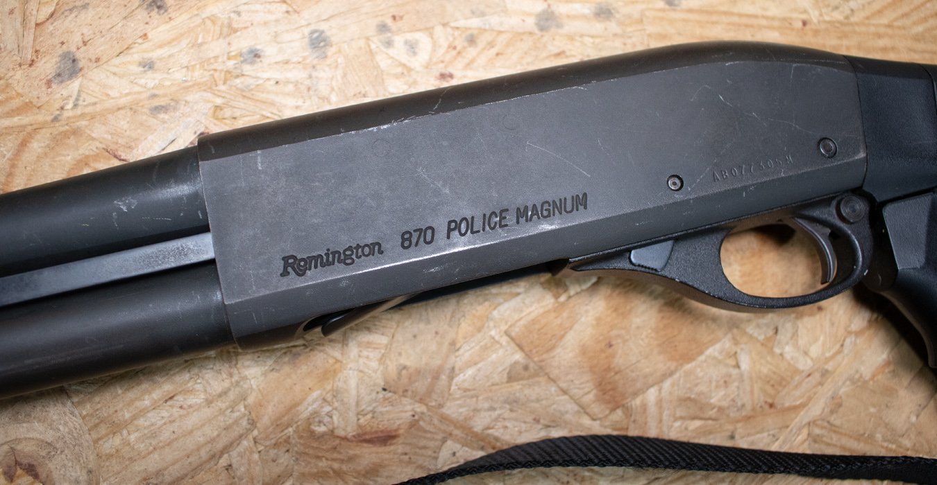 REMINGTON 870 Police Magnum 12 Gauge Police Trade-In Shotguns with Tactical Stock, Rifle Sights